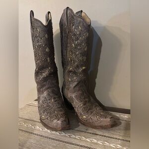 Corral Jessica Distressed Brown Leather Cowgirl Boots Women’s Size 8